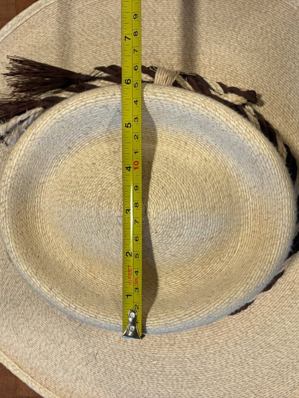 Vintage Straw Boater Hat w/ Braided Horsehair Band & Tassel - Picture 7 of 13